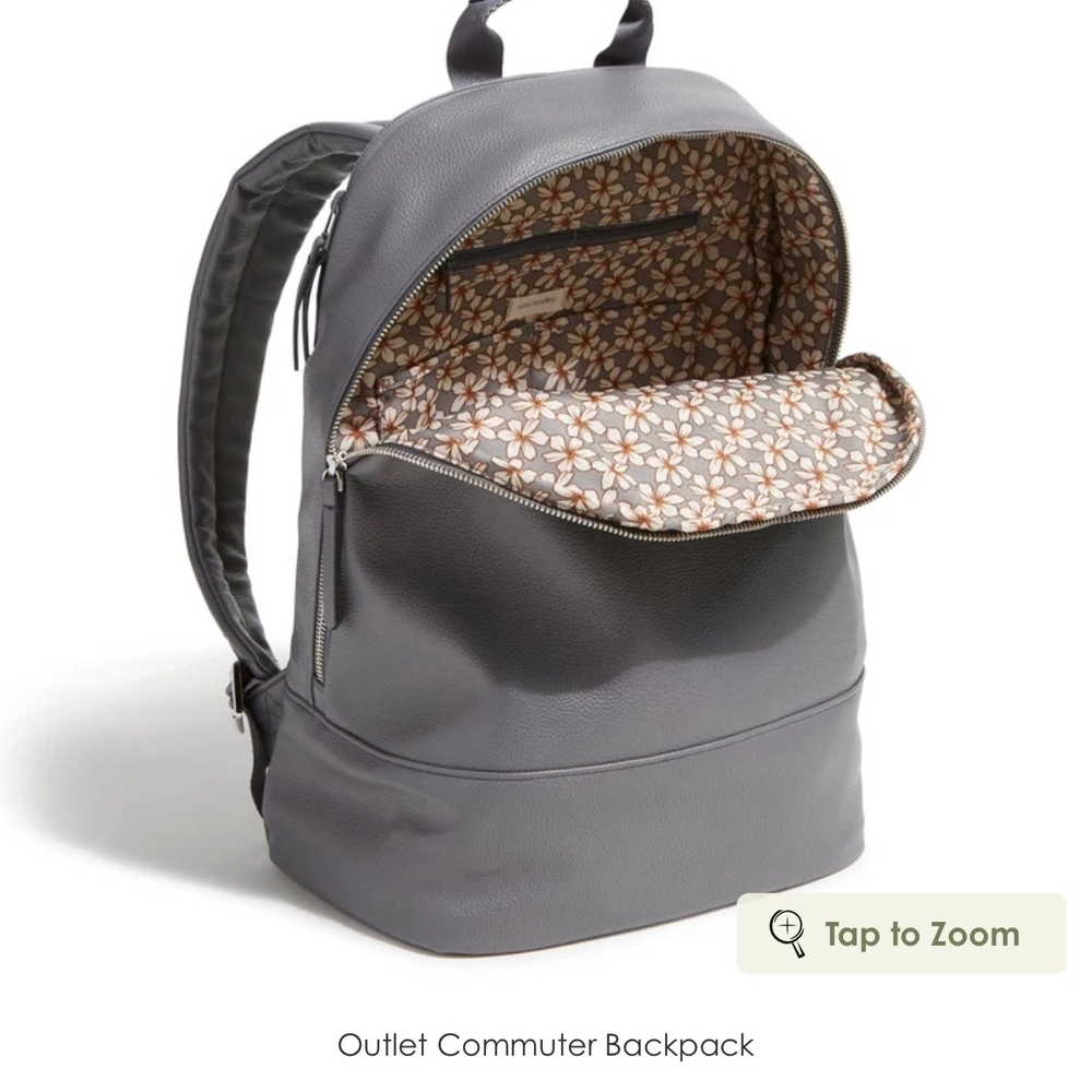 Vera Bradley Charcoal Floral Lined Backpack NWOT